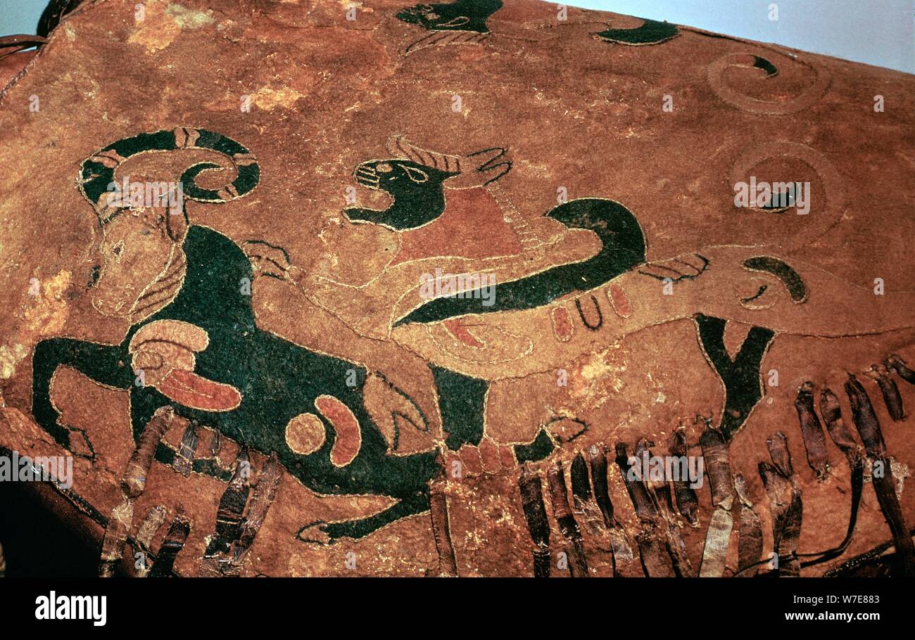 Scythian saddle-cover with applied felt decoration, 5th century BC Artist: Unknown Stock Photo