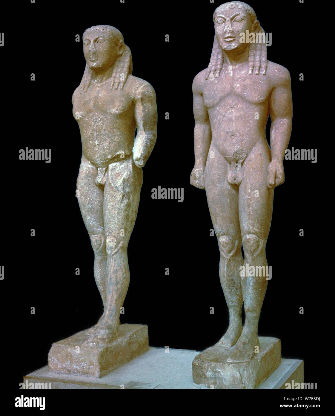 Greek statues of Kleobis and Biton, 6th century BC. Artist: Unknown Stock Photo