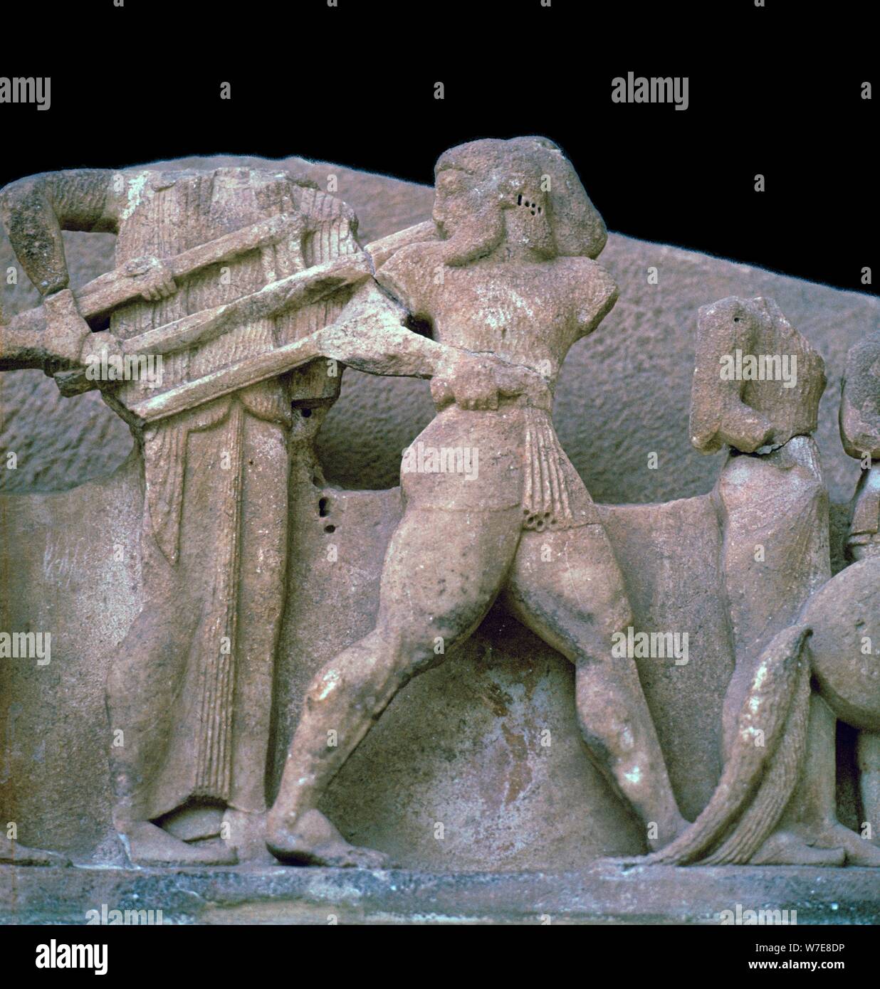 Sculpture from the pediment of the Siphnian treasury, 6th century BC. Artist: Unknown Stock Photo