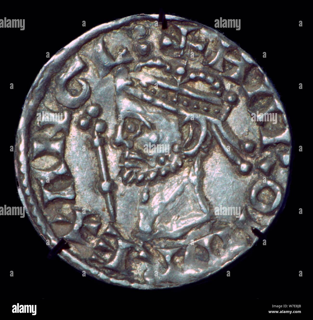 Anglo-Saxon Silver Penny of Harold II. Artist: Unknown Stock Photo