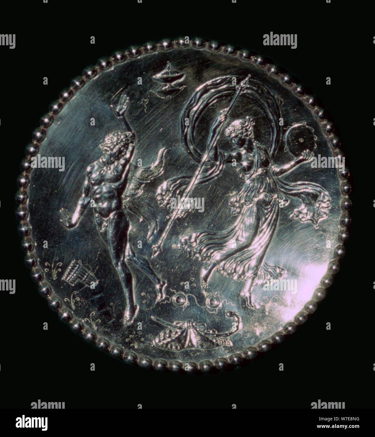 Silver platter from the Mildenhall treasure, Roman Britain, 4th century. Artist: Unknown Stock Photo