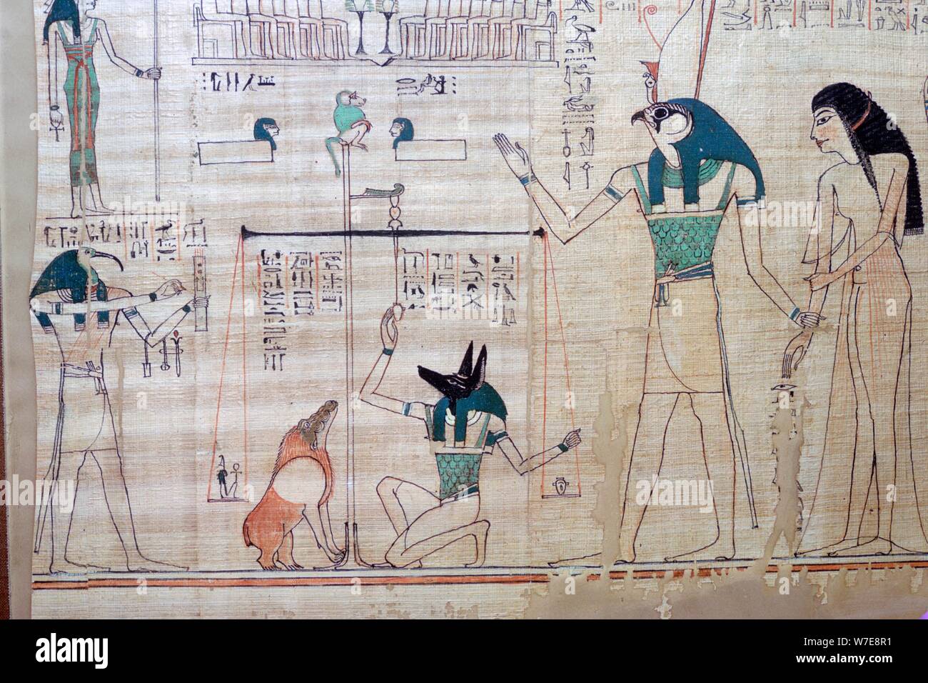 Weighing of the heart of the deceased against the feather of truth from the Egyptian Book of the Dea Artist: Unknown Stock Photo