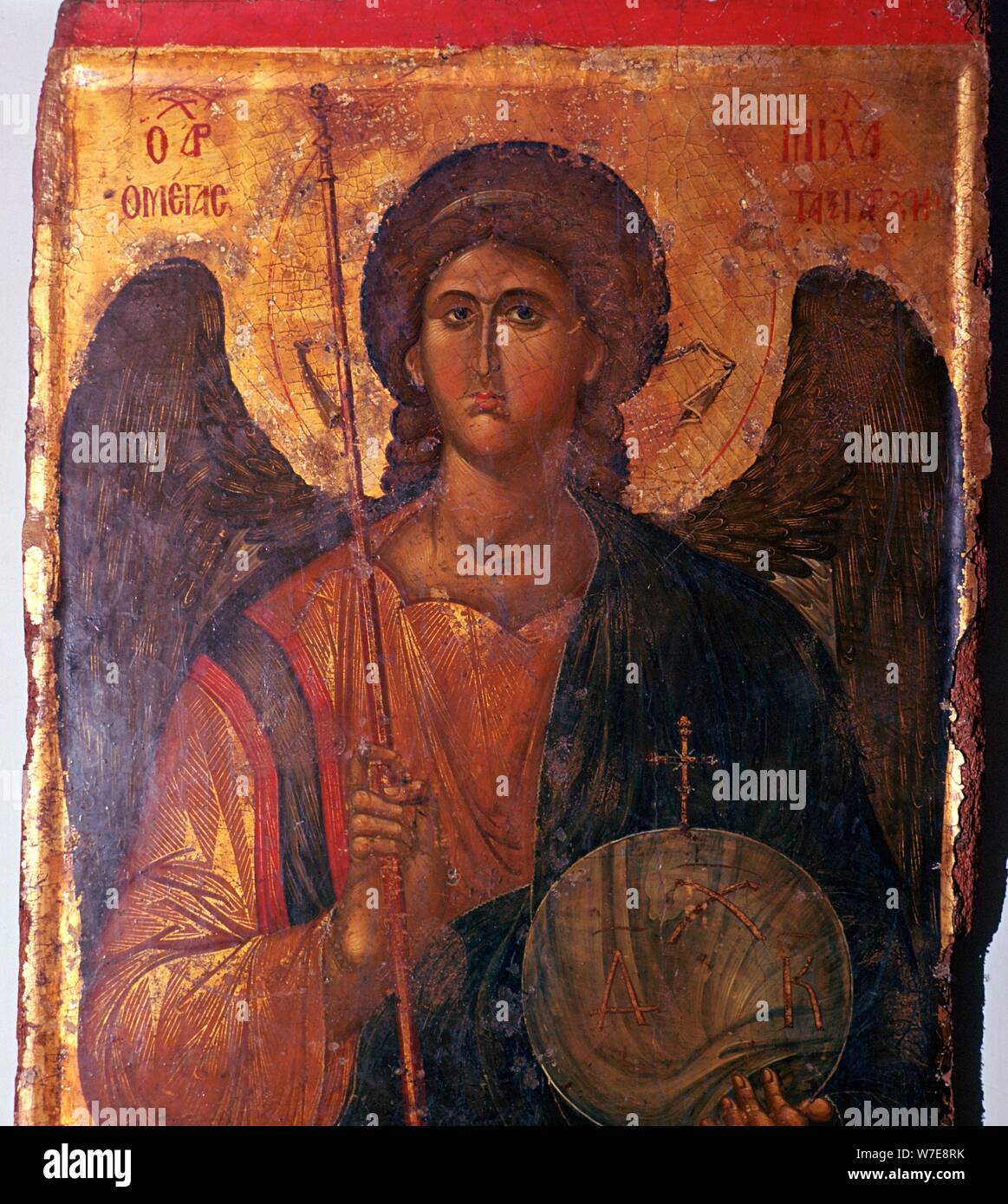 Byzantine icon of the Archangel Michael, 14th century. Artist: Unknown Stock Photo