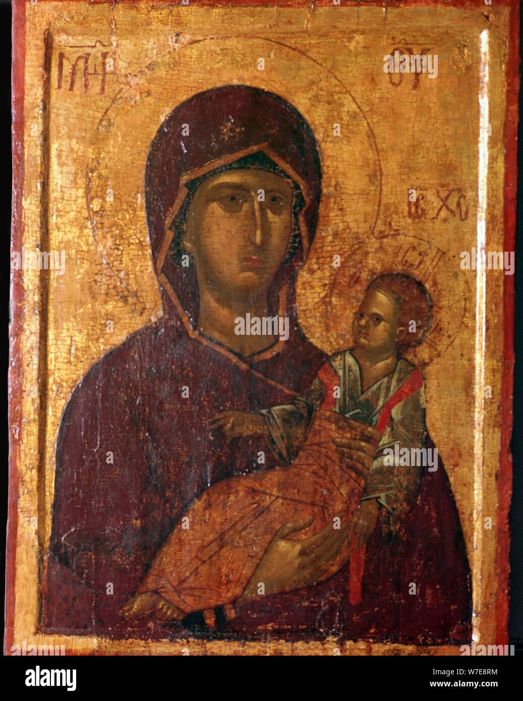 Greek Icon of the Virgin and Child. Artist: Unknown Stock Photo