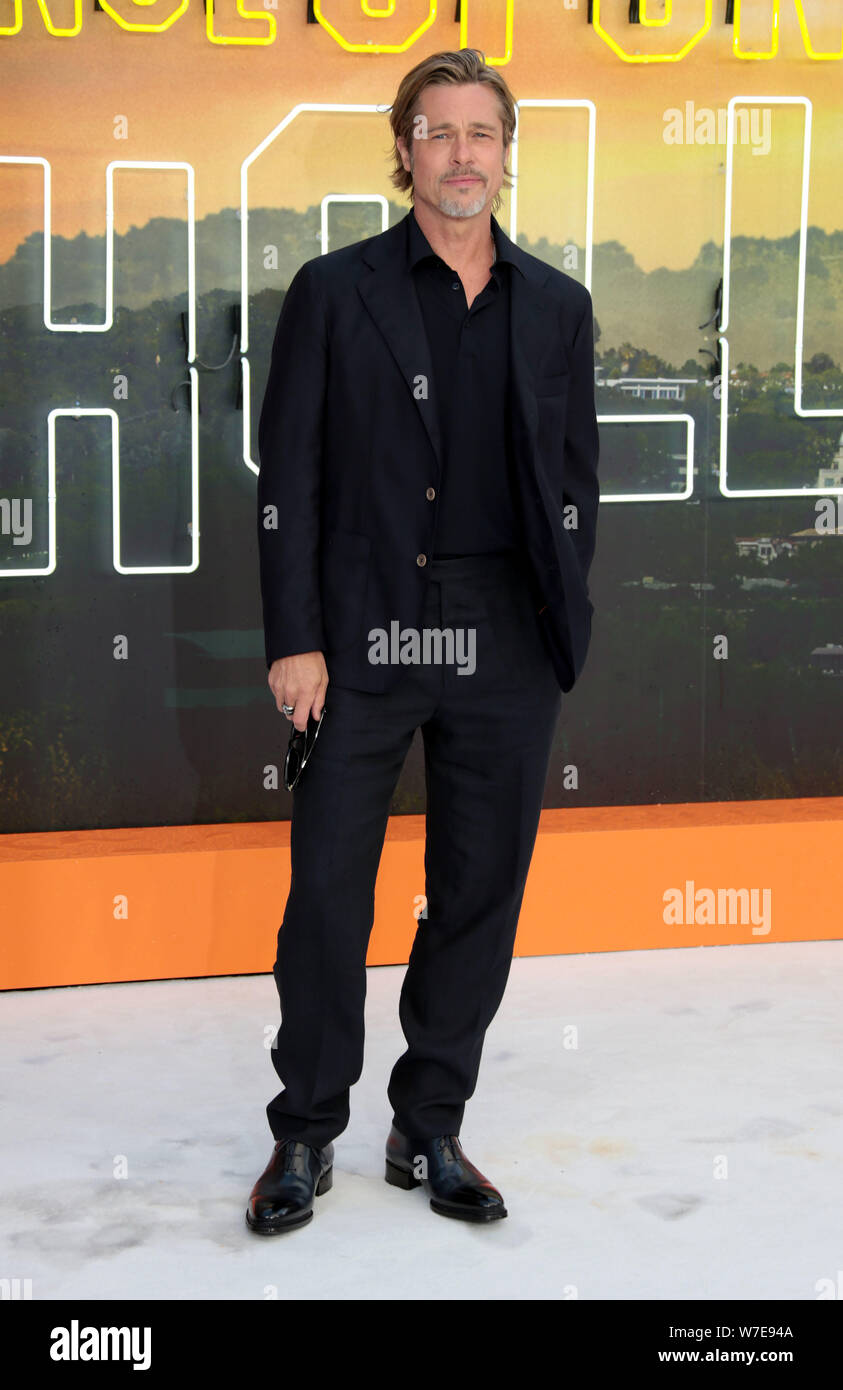 Jul 30, 2019 - London, England, UK - Brad Pitt attending Once Upon A Time  In Hollywood UK Premiere, Odeon Luxe, Leicester Square Stock Photo - Alamy, image size:843x1390