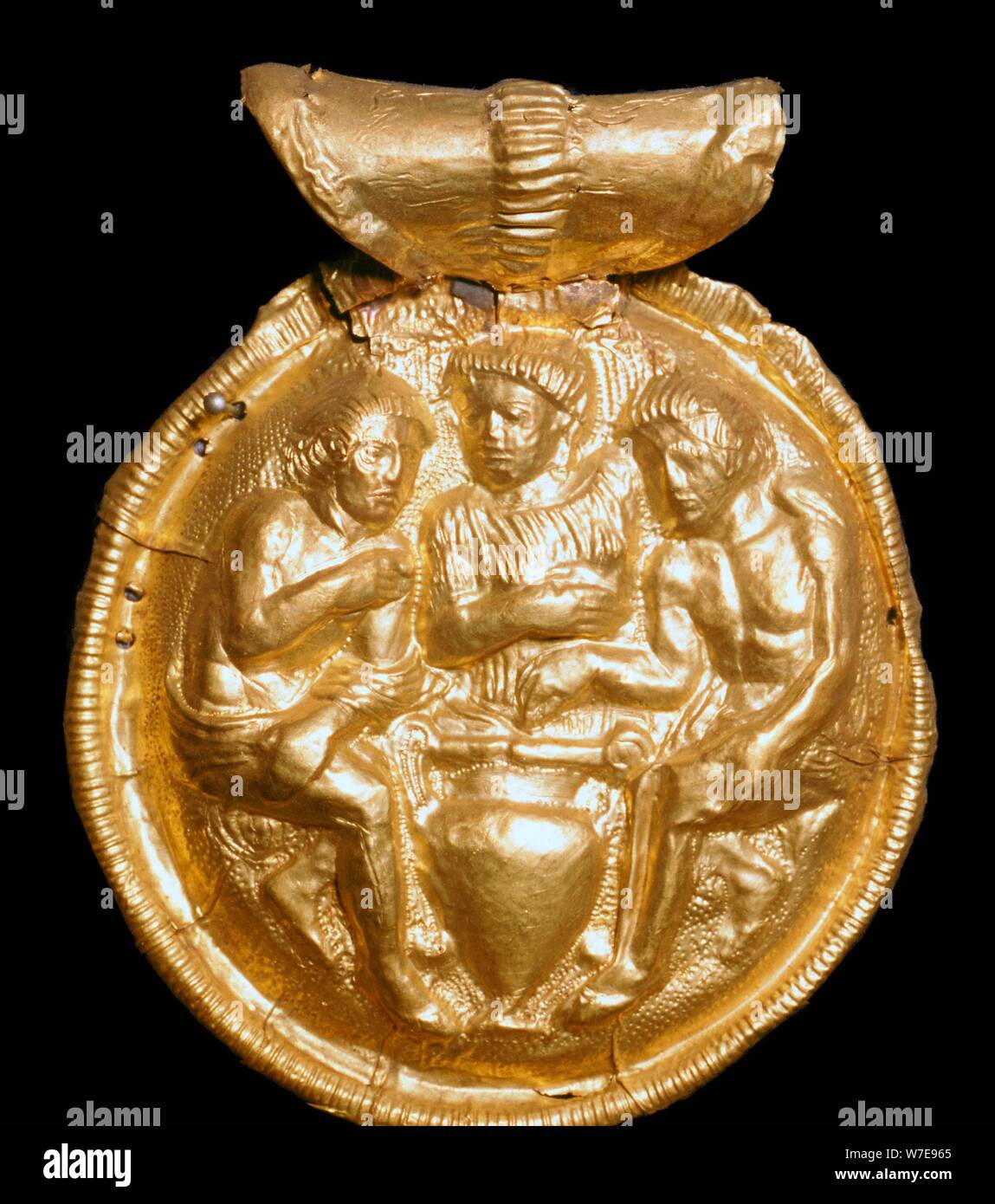 Etruscan gold bulla showing Medea and the daughters of Pelias, 3rd century BC. Artist: Unknown Stock Photo