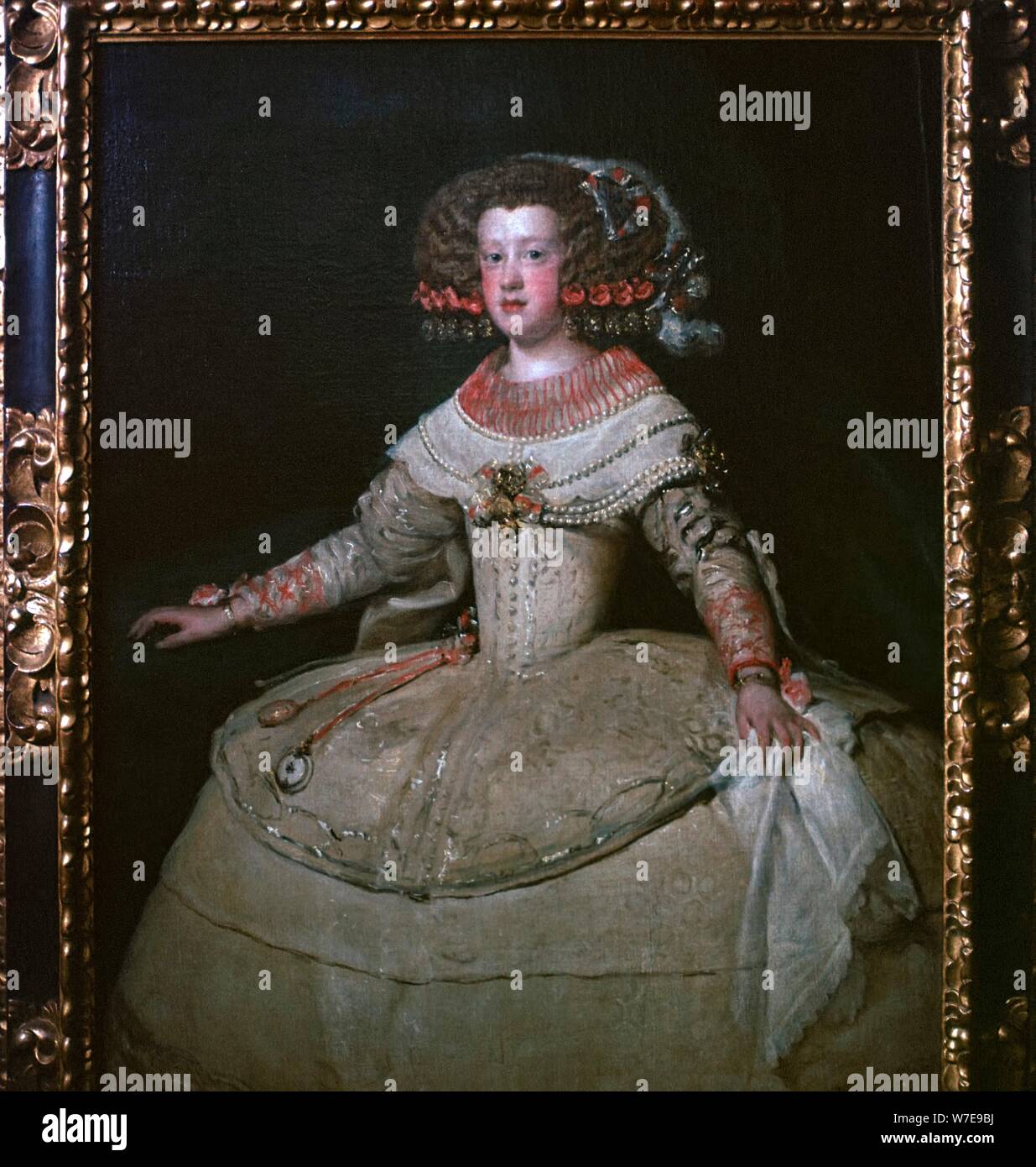 Painting of the Infanta Maria Theresa, 17th century.  Artist: Diego Velasquez Stock Photo