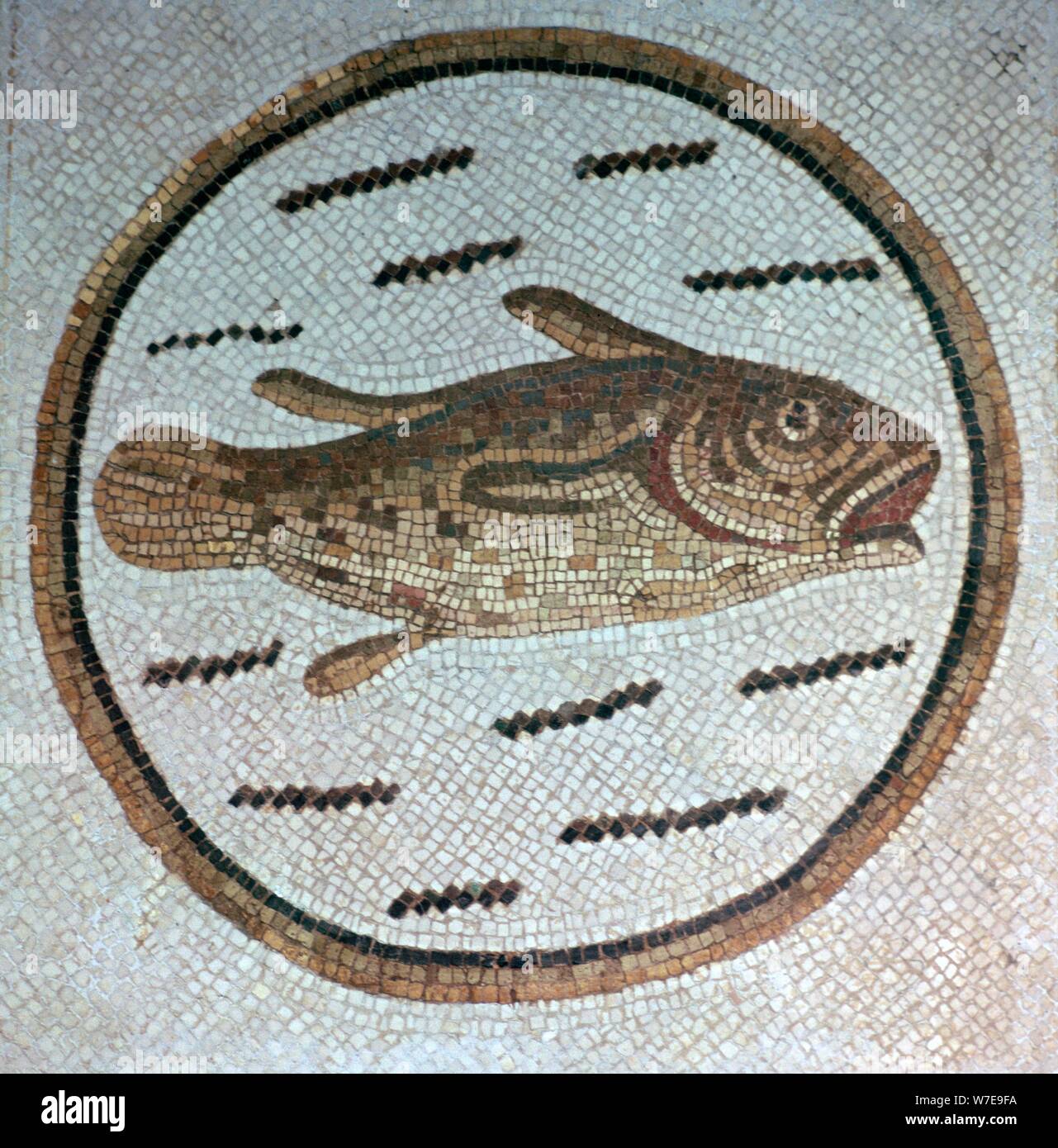 Early Christian fish mosaic, 4th century. Artist: Unknown Stock Photo