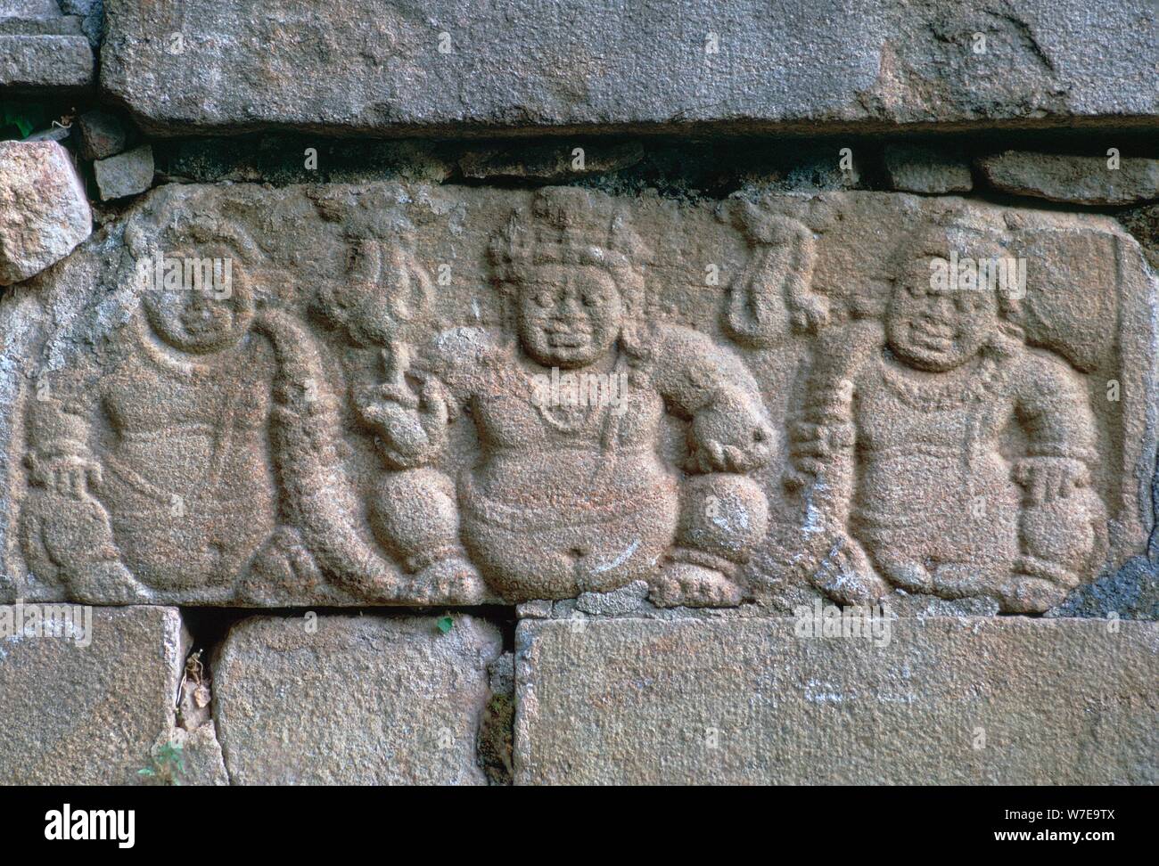 Dwarf figures on a building in the Buddhist city of Anuradhapura. Artist: Unknown Stock Photo