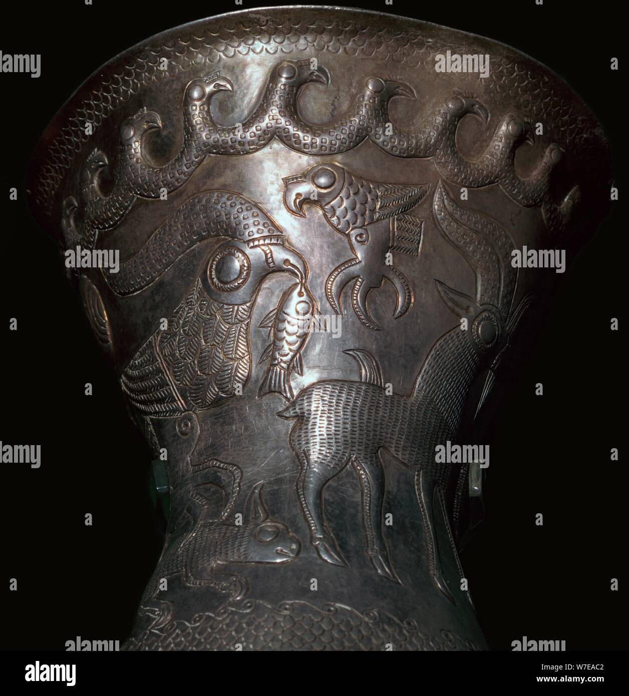 Silver goblet from the Agighiol Treasure, 4th century BC. Artist: Unknown Stock Photo