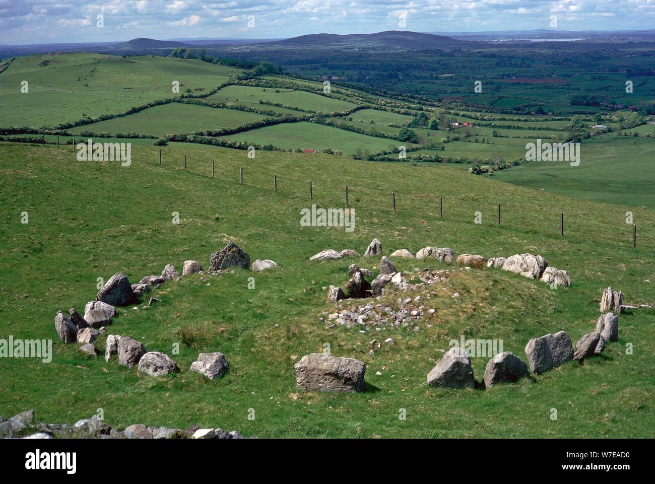 View of Cairn S in the Loughcrew hills, 36th century BC. Artist: Unknown Stock Photo