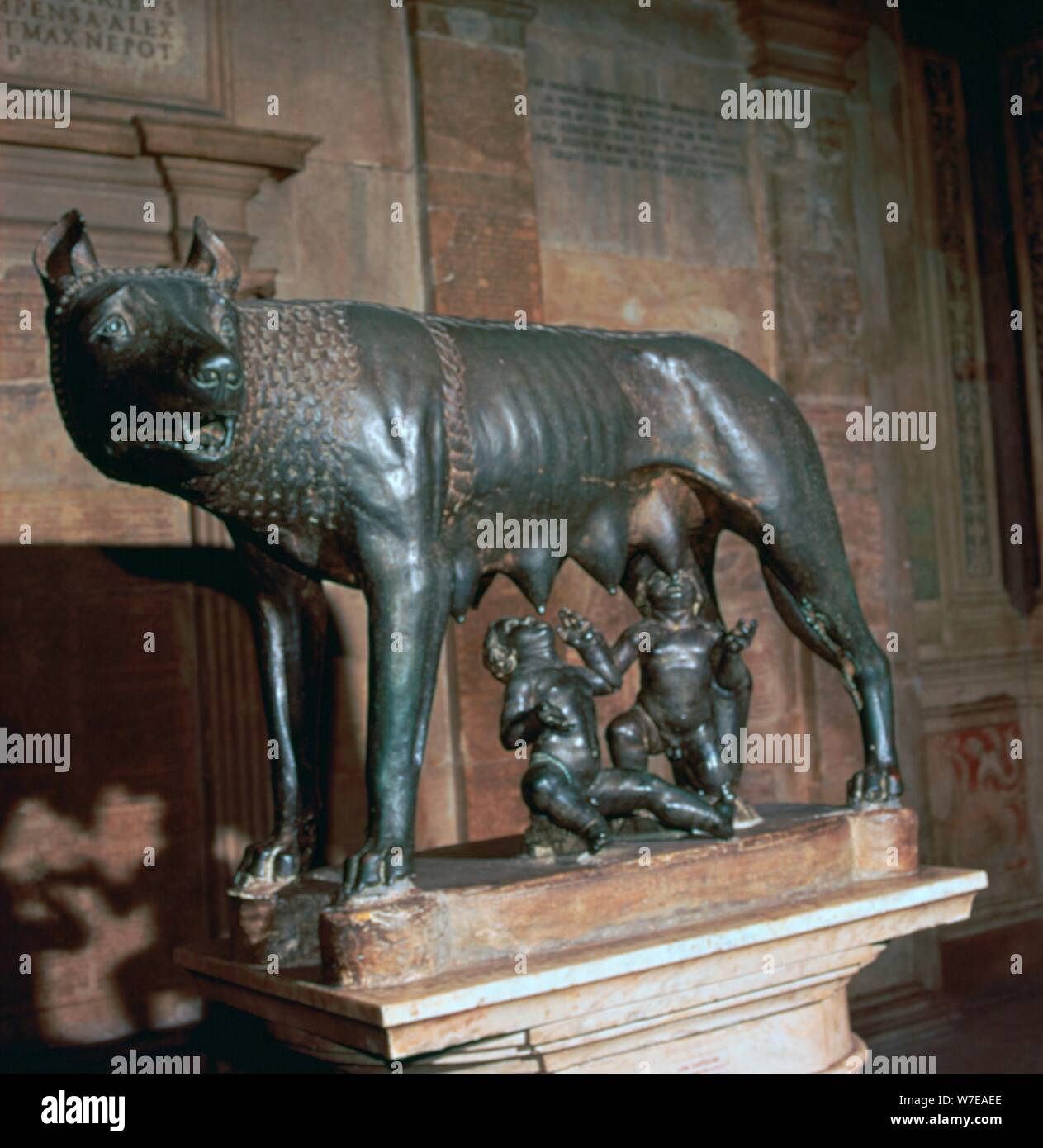 An Etruscan statue, The Capitoline Wolf. Artist: Unknown Stock Photo