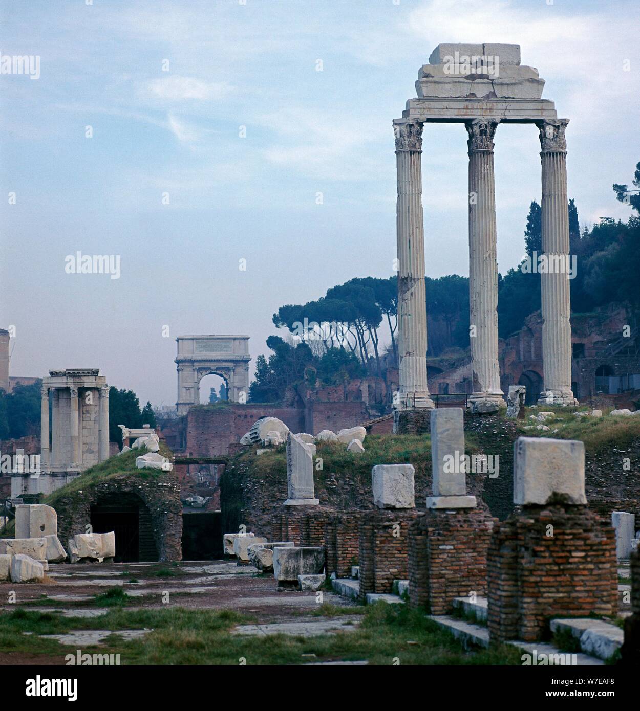The Roman forum in the evening, 5th century BC. Artist: Unknown Stock Photo