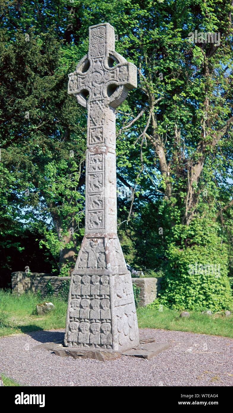 West face of the Celtic Moone high cross, 9th century. Artist: Unknown Stock Photo