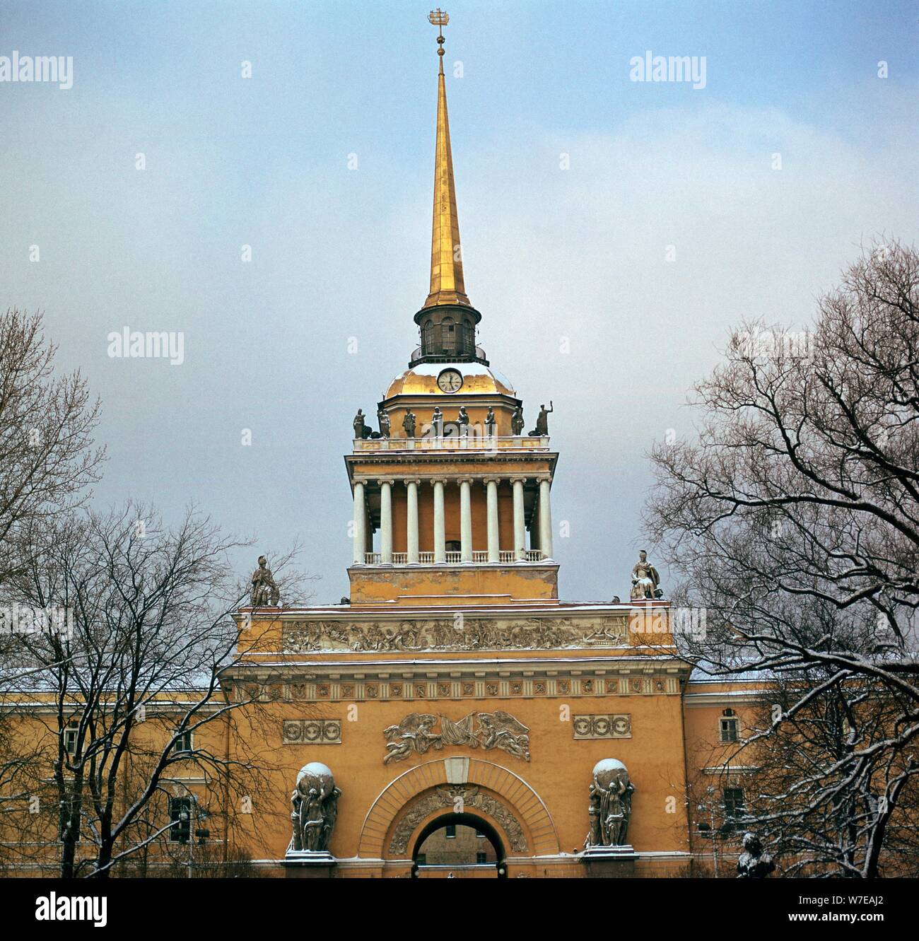 Admiralty building in St Petersburg, 19th century. Artist: Andreyan Zakharov Stock Photo