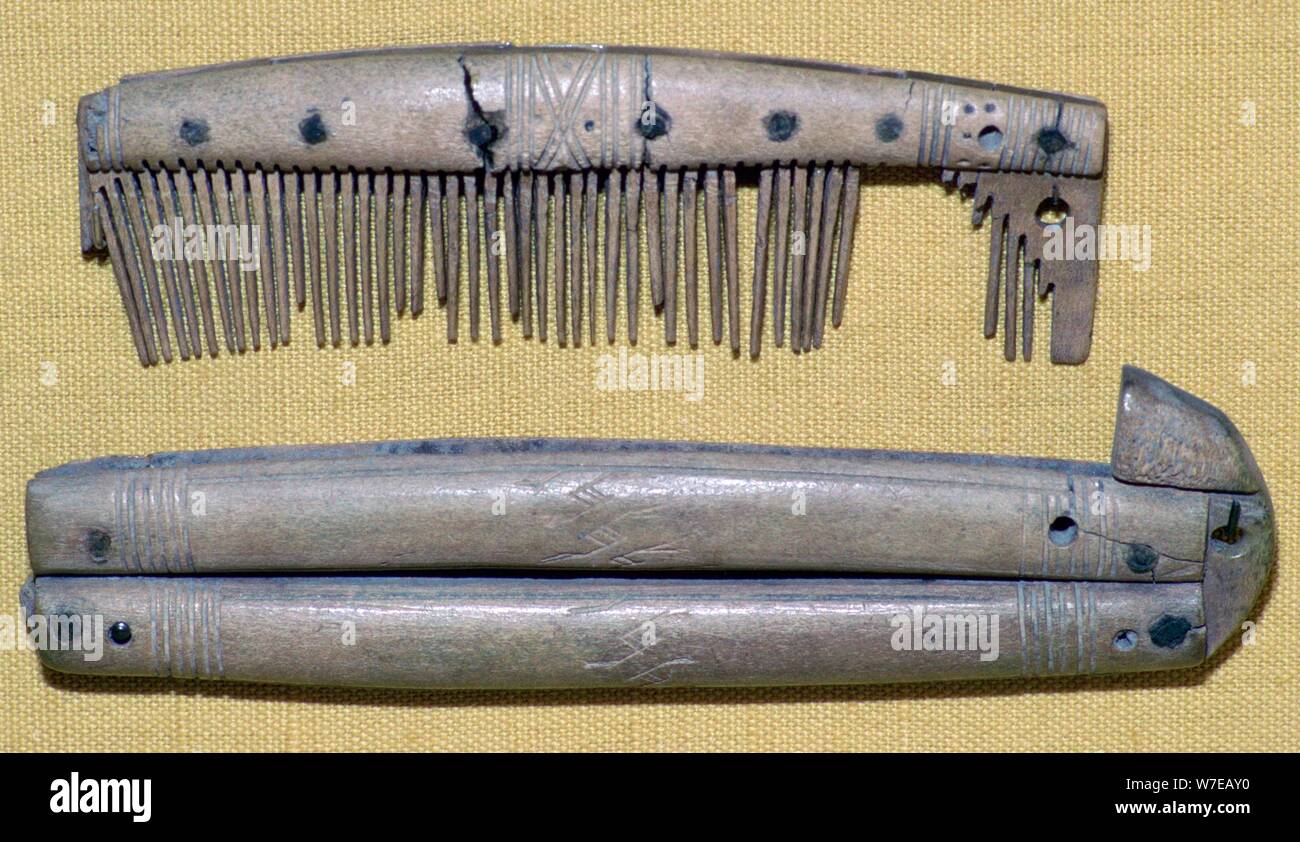 Viking Bone Comb and Comb Case. Artist: Unknown Stock Photo