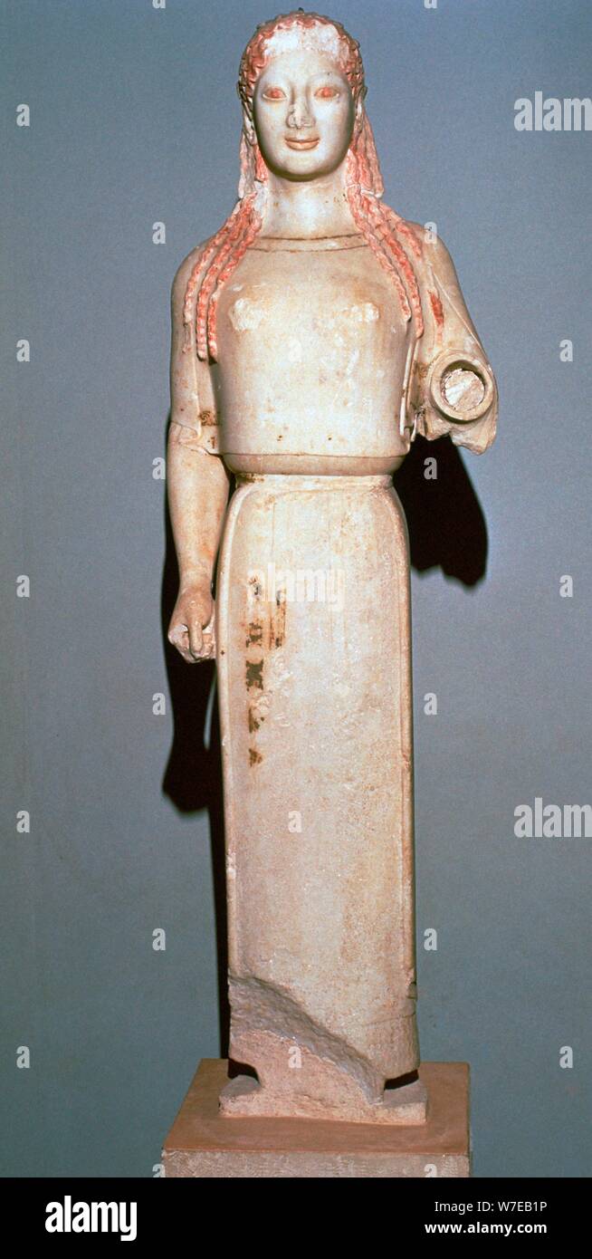 Greek statue known as the Peplos Kore, 6th century BC. Artist: Unknown Stock Photo