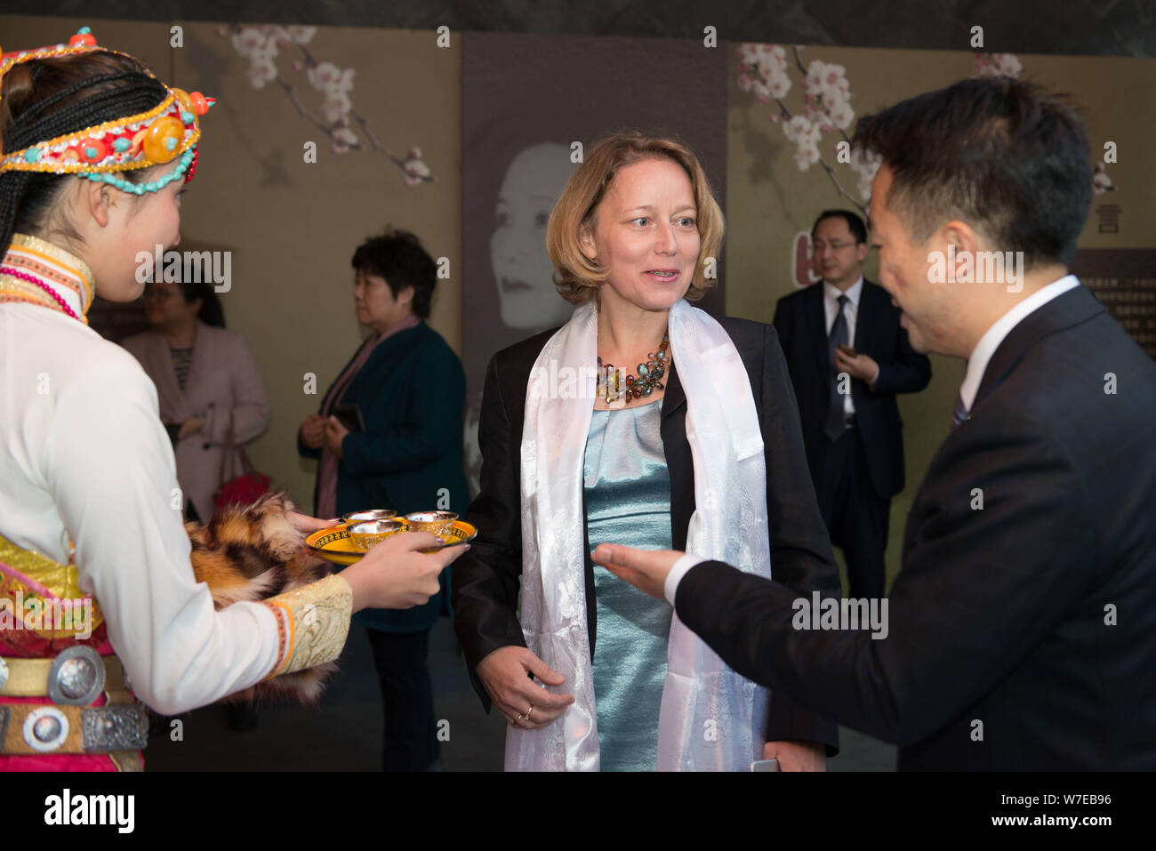 Agi Veres, Country Director of the United Nations Development Programme (UNDP) China, center, attends a celebration event to mark the 72nd UN Day at t Stock Photo