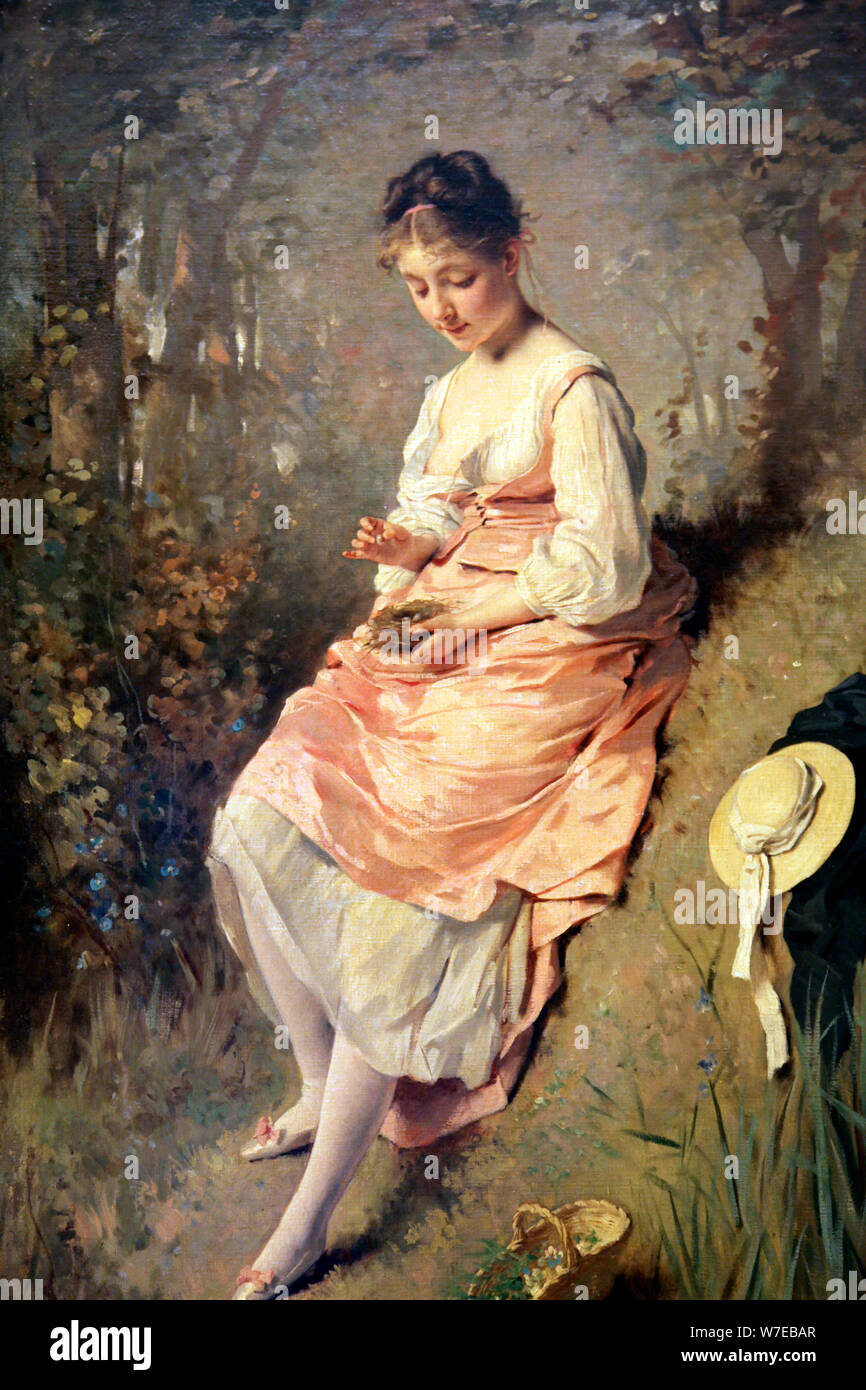 'Girl with a Birds Nest', late 1860s. Artist: Charles Chaplin Stock Photo