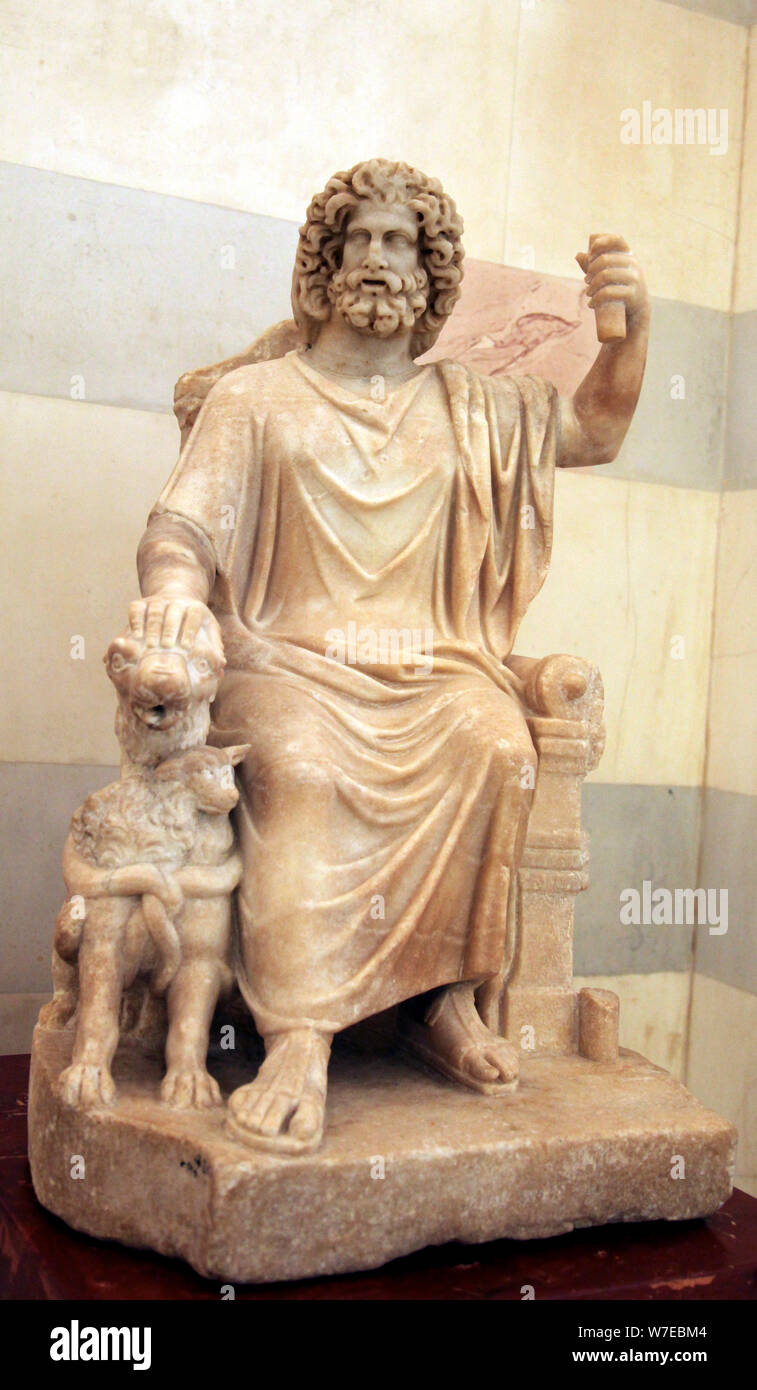 Statue of Serapis, Greco- Egyptian God of the Underworld. Artist: Unknown Stock Photo