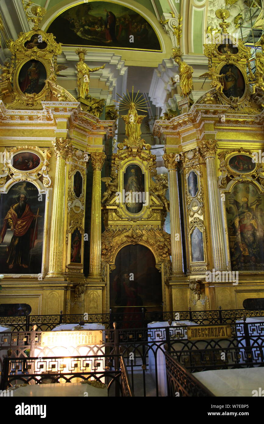 Iconostasis, Peter and Paul Cathedral, St Petersburg, Russia, 2011. Artist: Sheldon Marshall Stock Photo