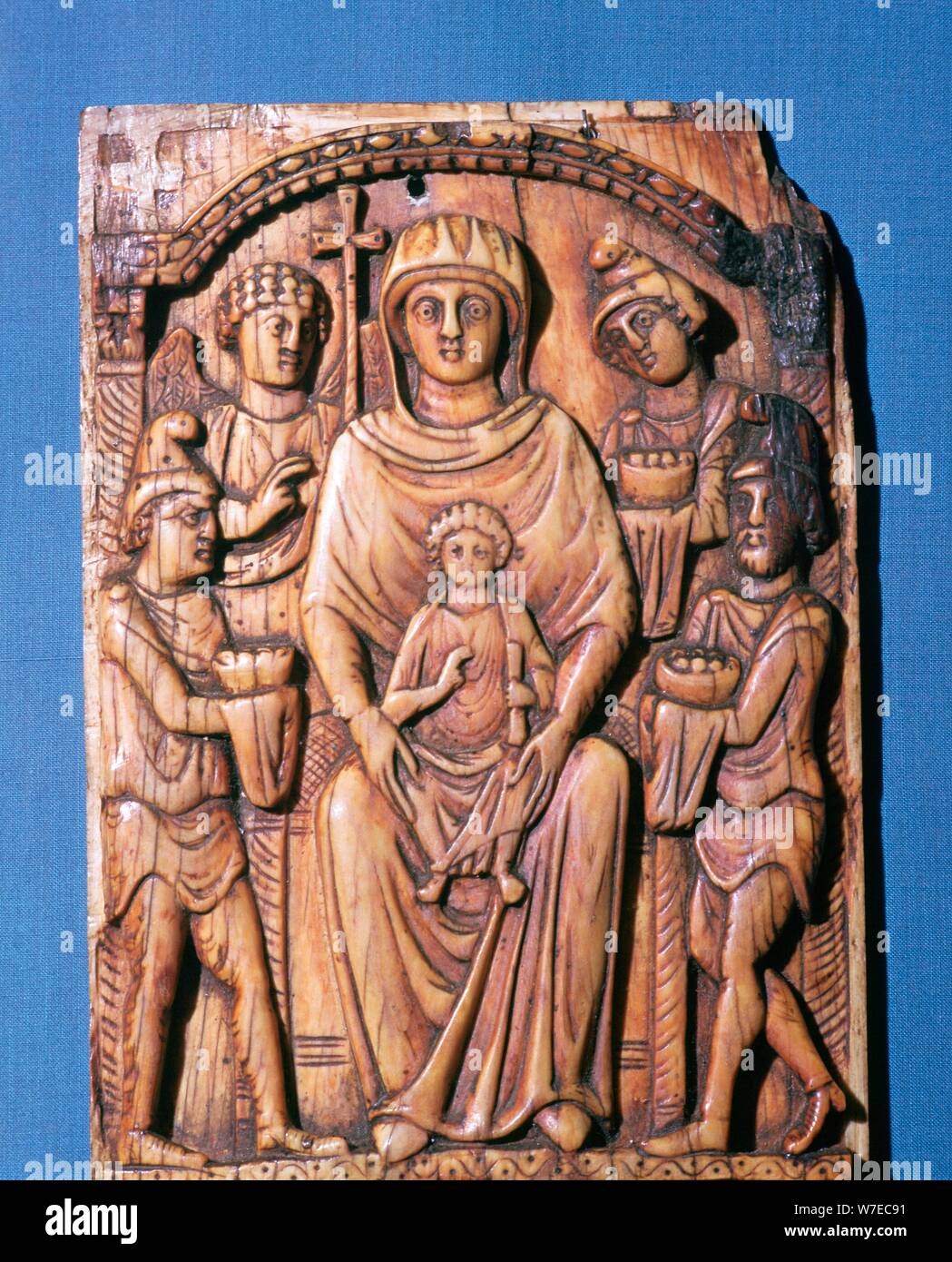 Ivory panel showing the adoration of the magi, 6th century. Artist: Unknown Stock Photo