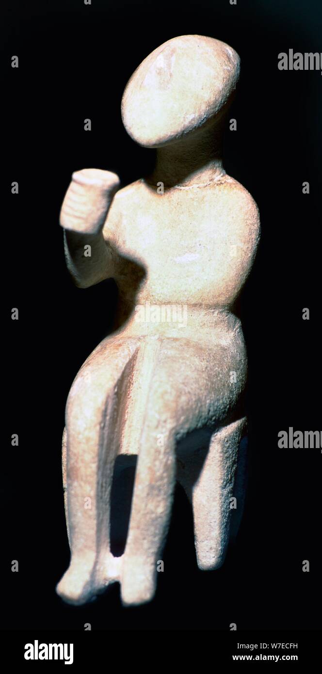 Cycladic male seated figure, 25th century BC. Artist: Unknown Stock Photo
