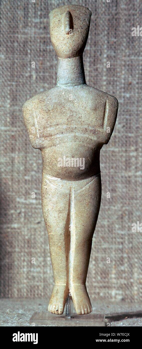 Cycladic marble figure, 25th century BC. Artist: Unknown Stock Photo