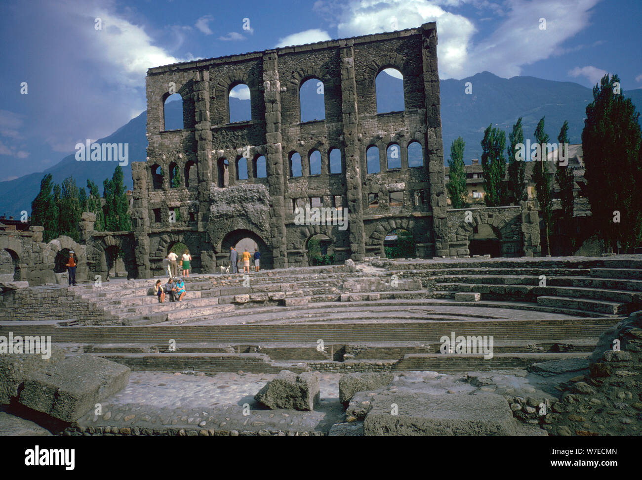 Roman theatre at Aosta, Italy, 25th century BC. Artist: Unknown Stock Photo
