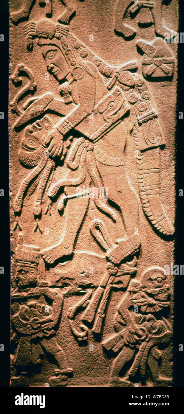 Mayan stela showing human sacrifice. Artist: Unknown Stock Photo
