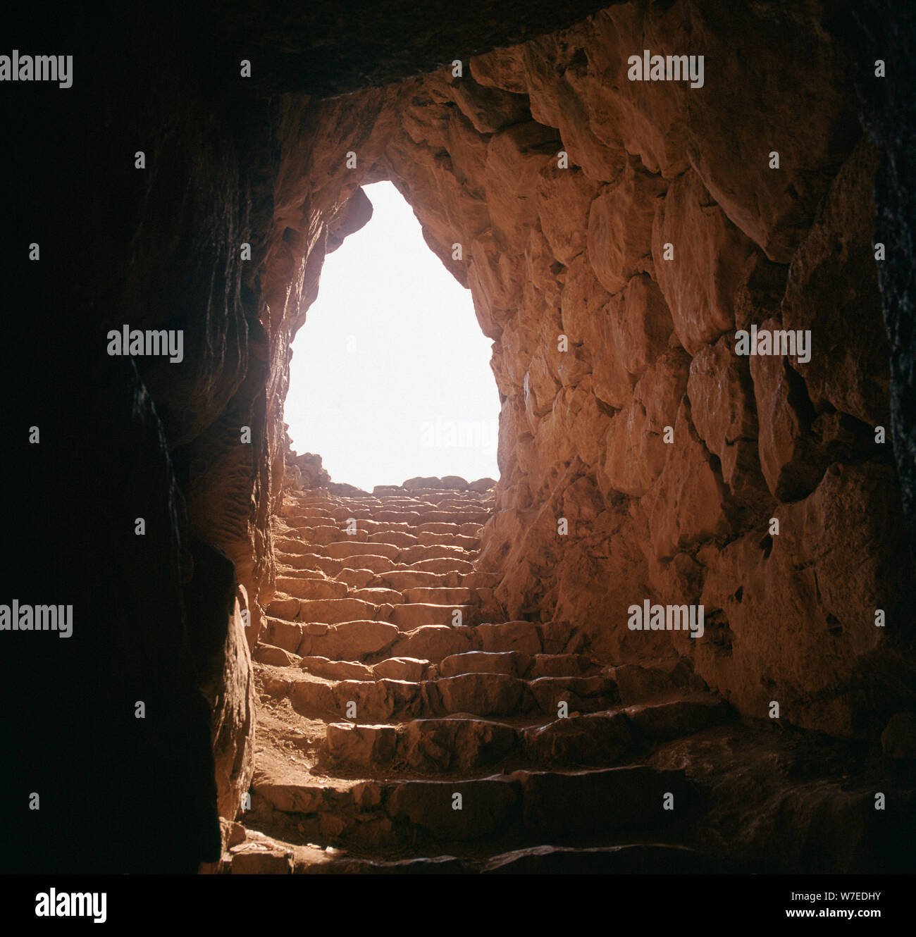 The steps leading to the cistern in Mycenae Artist: Unknown Stock Photo
