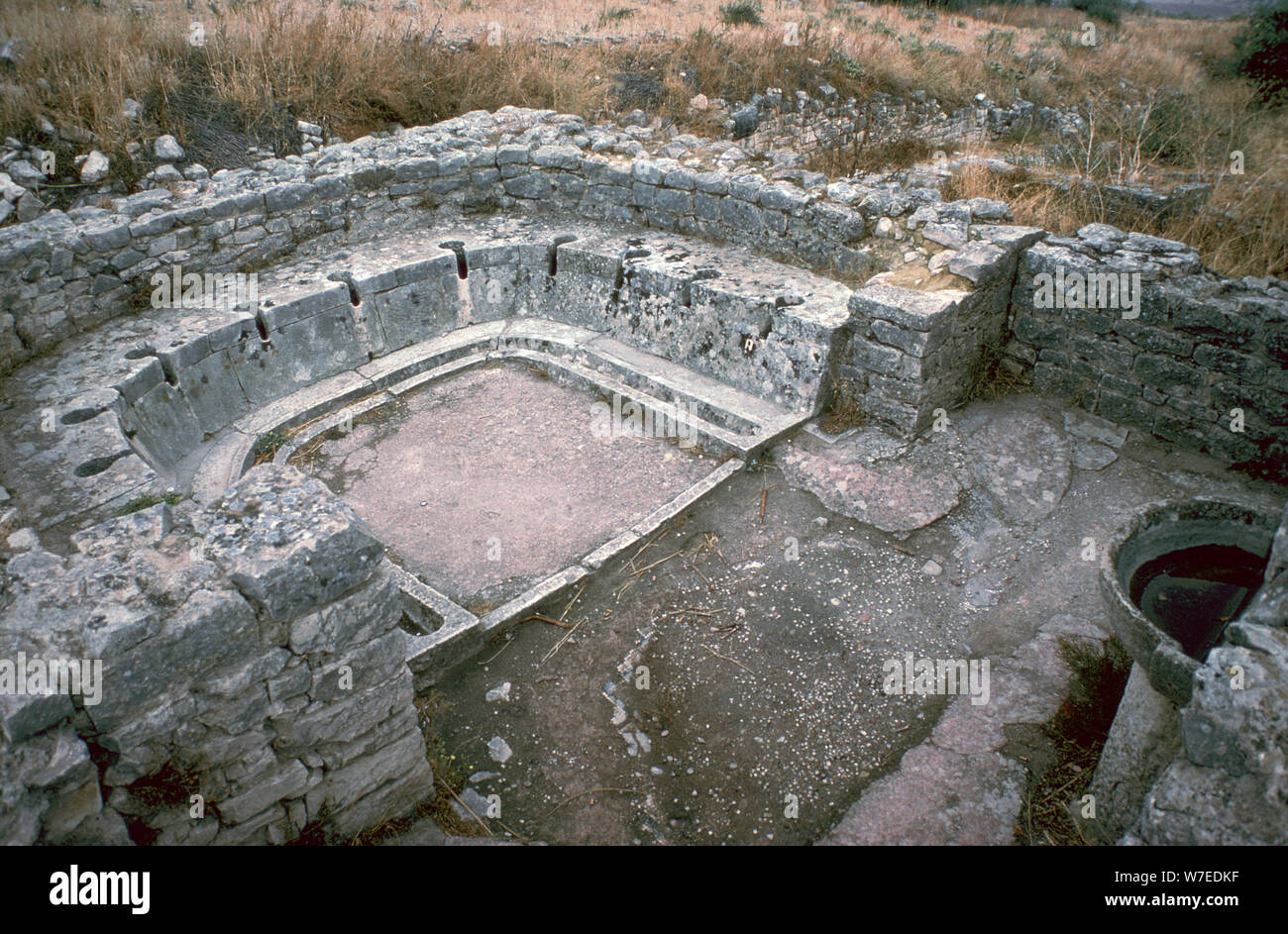 Public latrines and wash basin in Dougga, 2nd century BC. Artist: Unknown Stock Photo