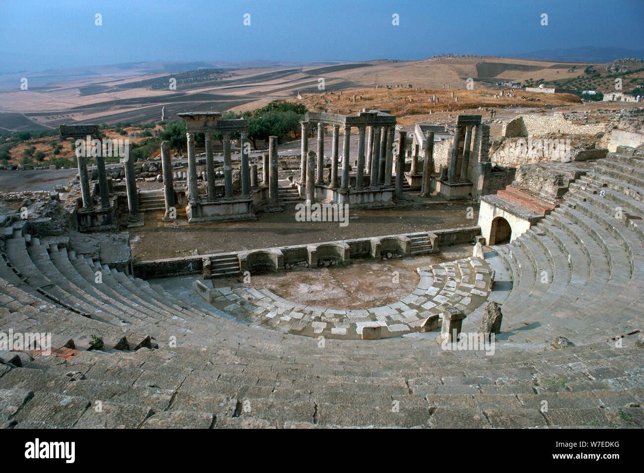 The Roman theatre of Dougga, 2nd century. Artist: Unknown Stock Photo ...