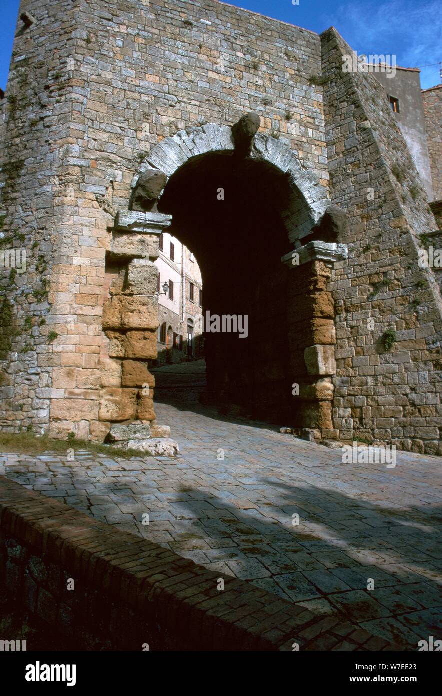 The Etruscan Arch in Volterra, 4th century BC. Artist: Unknown Stock Photo