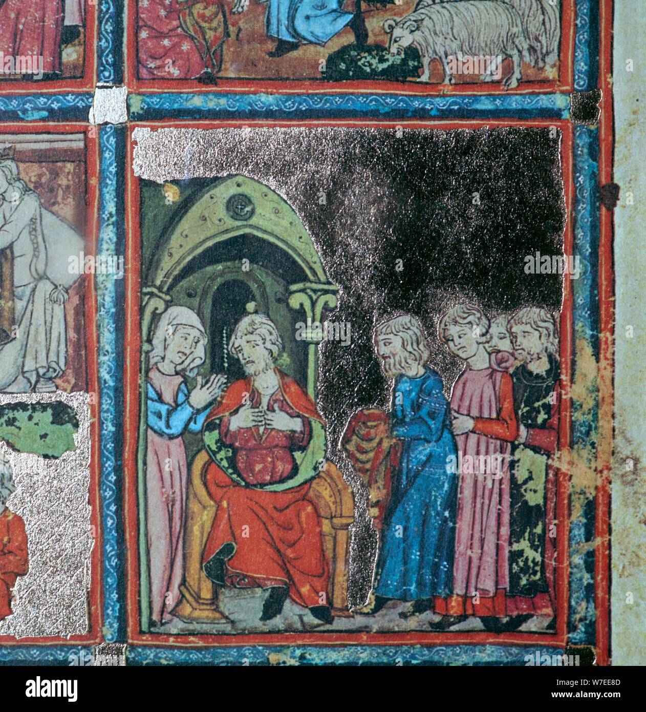 Illustration from the Golden Haggadah, 15th century. Artist: Unknown Stock Photo