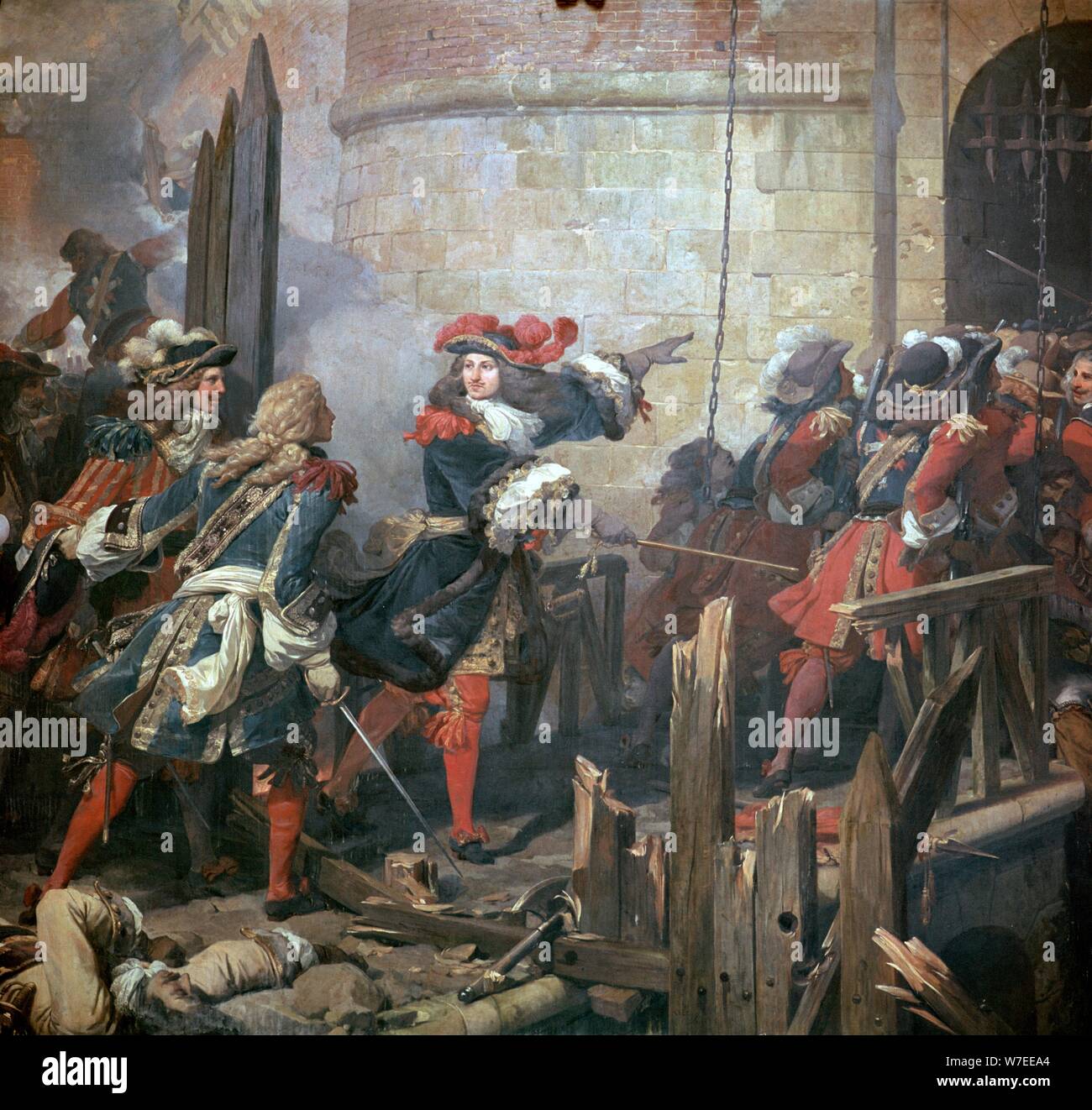 Louis XIV leads the assault of Valenciennes, 17th century. Stock Photo