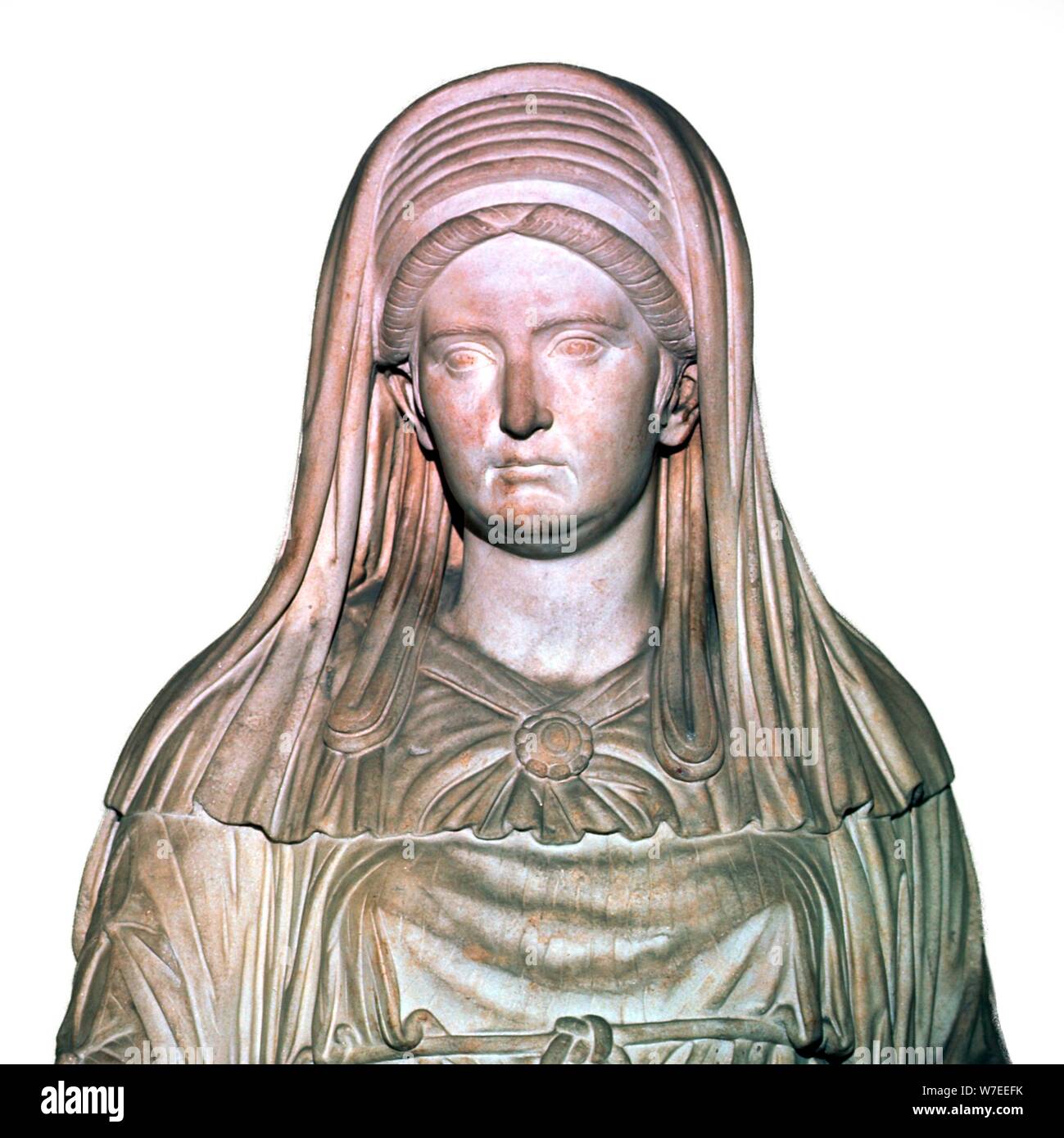 Roman statue of the High Priestess of Vesta. Artist: Unknown Stock Photo