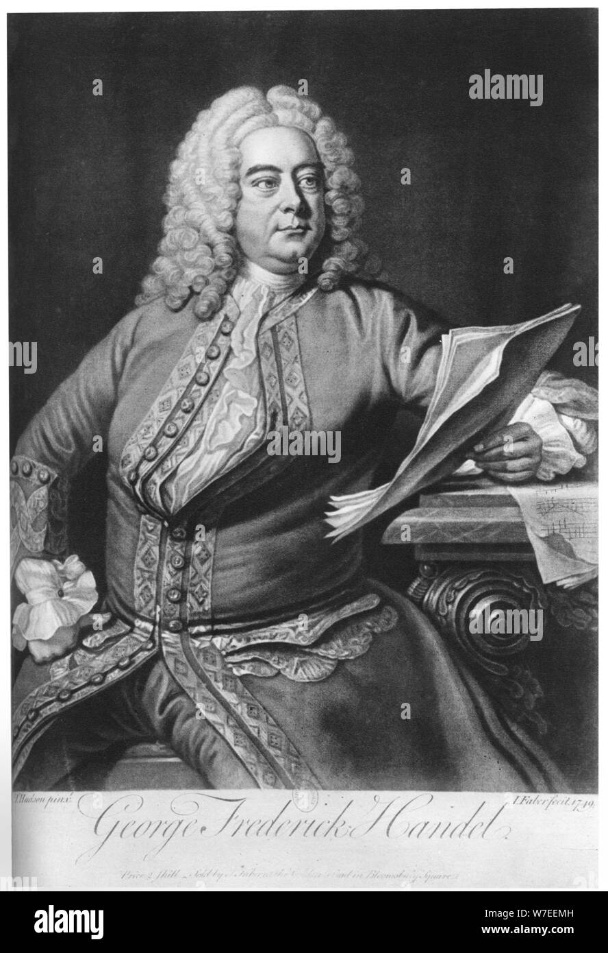 George Frideric Handel, German-born British Baroque composer, 1749. Artist: John Faber the Younger Stock Photo