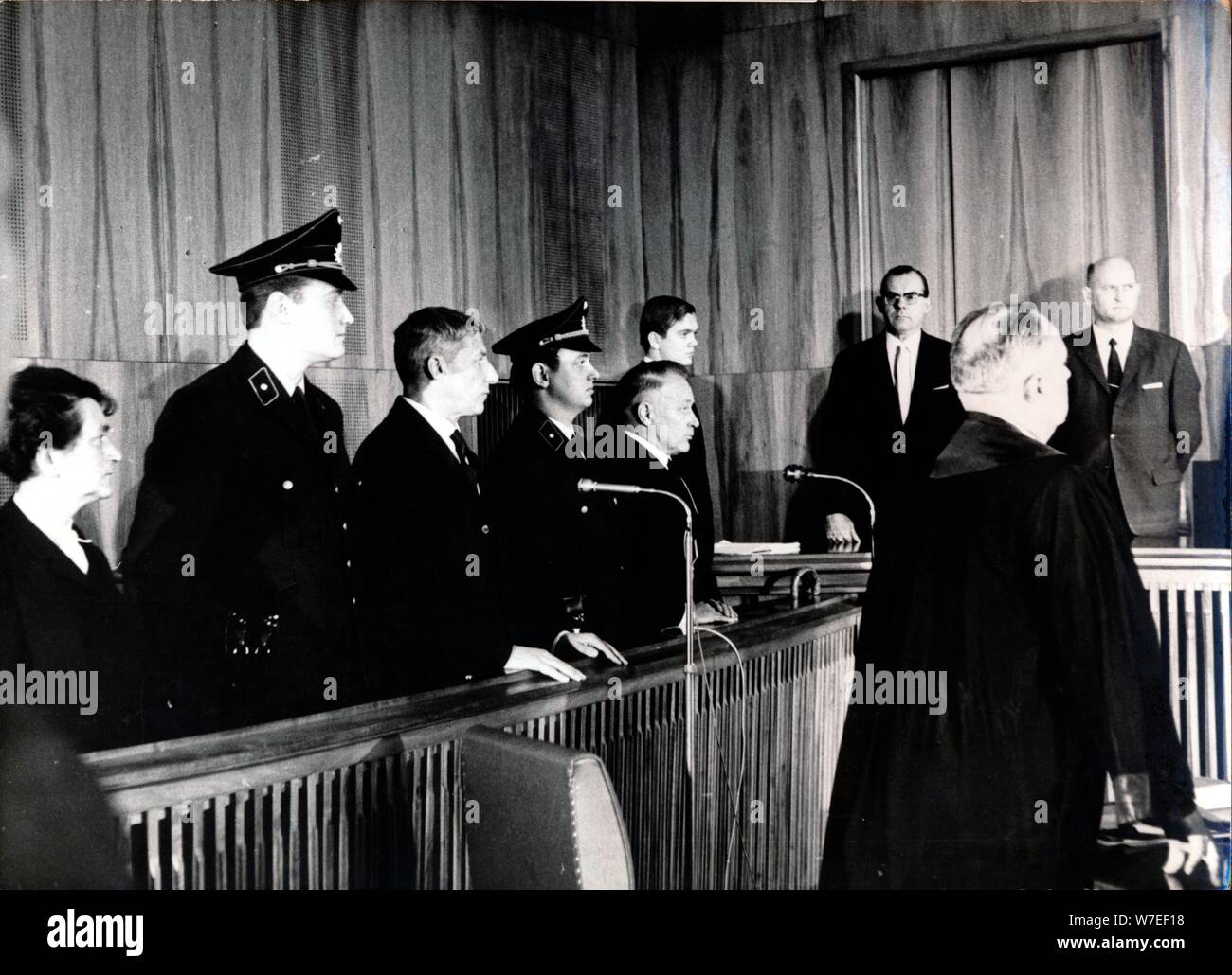 War crimes trial of Wilhelm Harster, Munich, West Germany, 1967. Artist: Unknown Stock Photo