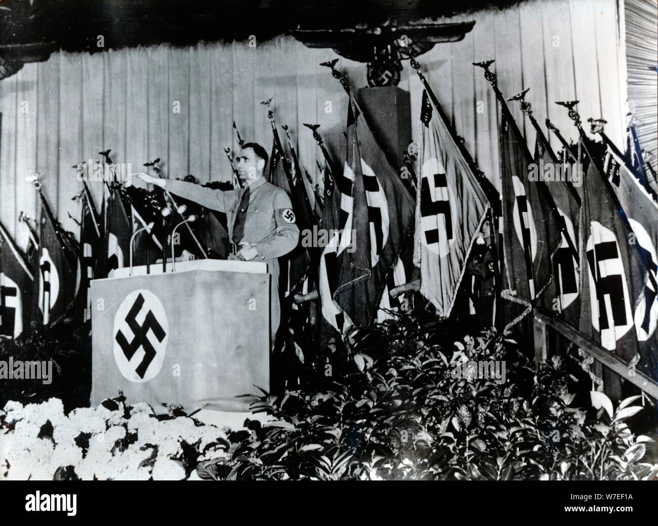 Rudolf Hess, Nazi deputy leader, speaking at the Sportpalast, Berlin, 1939. Artist: Unknown Stock Photo