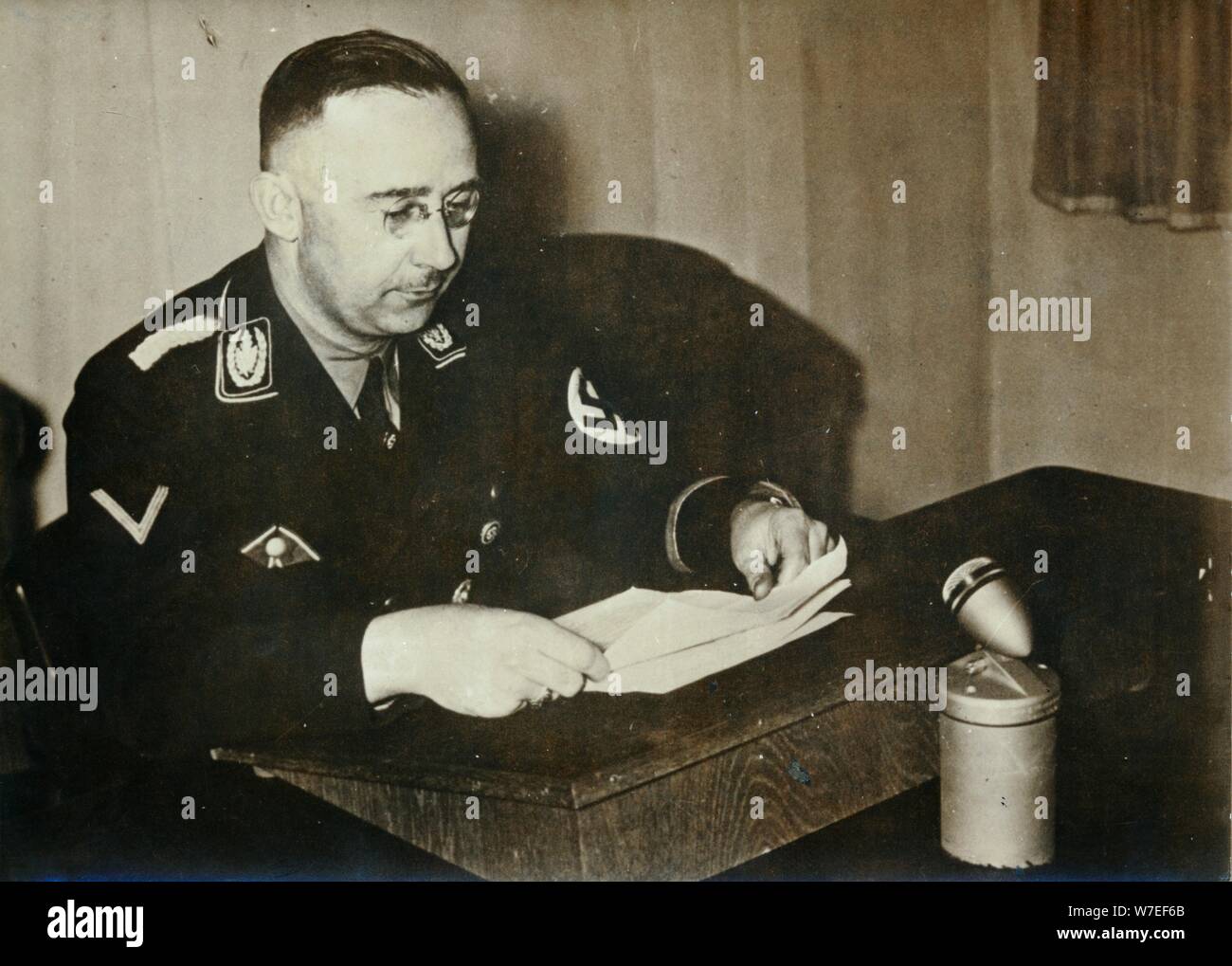 Heinrich Himmler, Reichsführer of the SS, c1930s-c1940s. Artist: Unknown Stock Photo