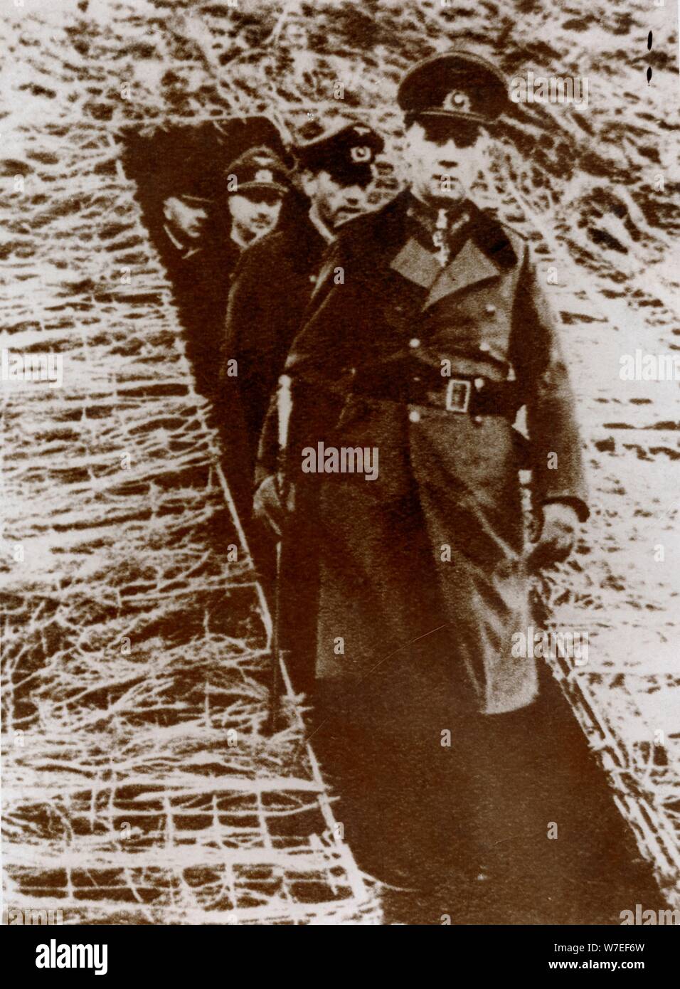 Field Marshal Erwin Rommel inspecting a dugout on the Channel coast, France, World War II, 1944 Artist: Unknown Stock Photo