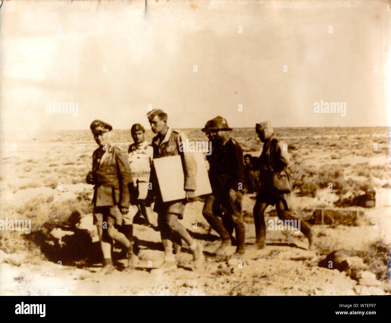 German General Erwin Rommel and officers in the Libyan desert, World War II, c1941-c1943. Artist: Unknown Stock Photo