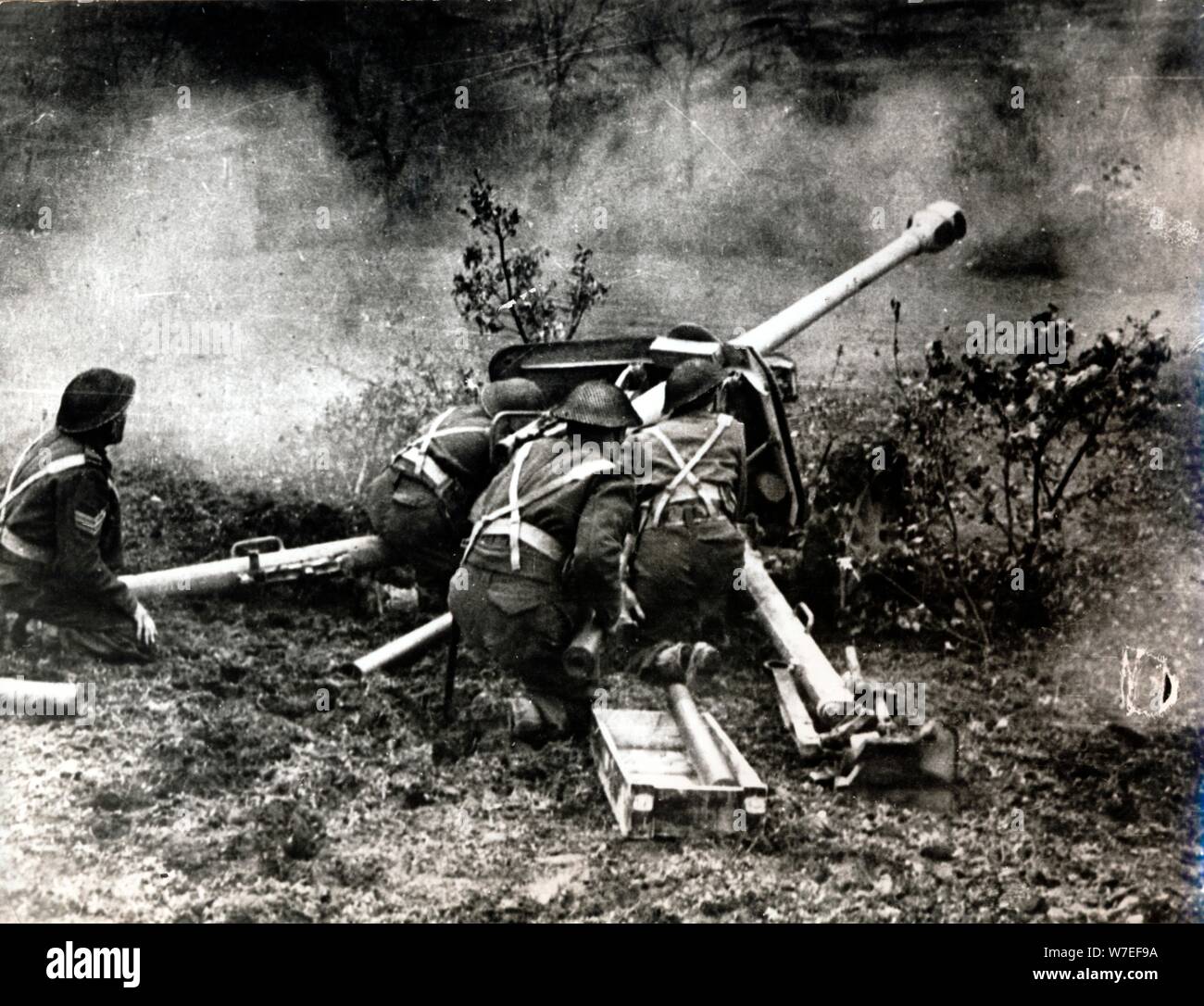 New Zealand anti-tank gun crew in action, near Cassino, Italy, World War II, 1944. Artist: Unknown Stock Photo