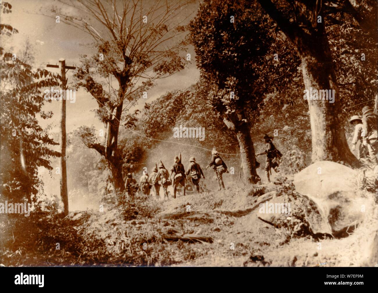 Japanese soldiers advancing towards Port Moresby, New Guinea, World War