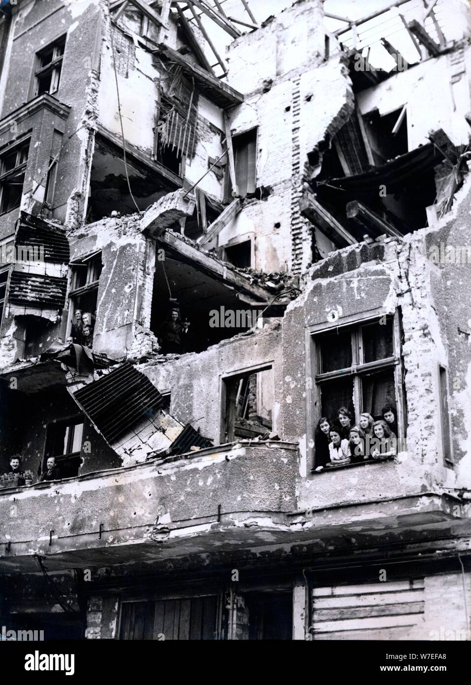 Extensive damage to occupied Berlin flats, Germany, 27 August 1945. Artist: Unknown Stock Photo