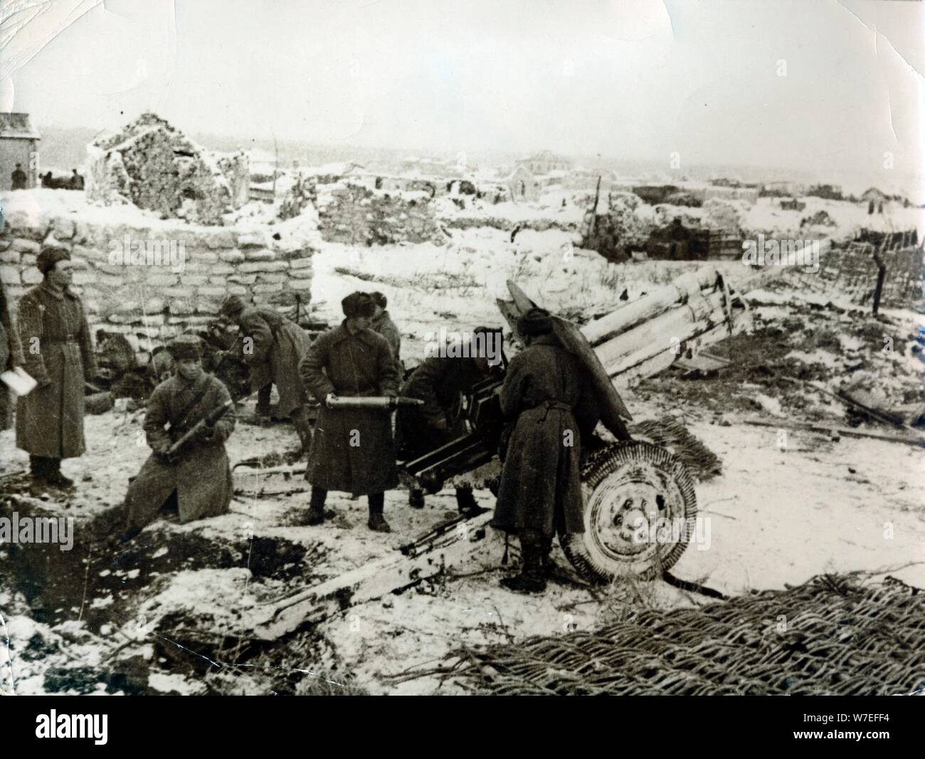 Soviet artillery in action, Battle of Stalingrad. Artist: Unknown Stock ...