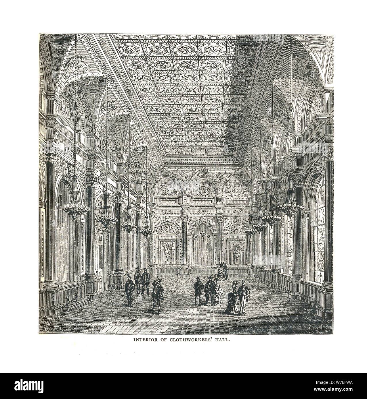 Interior of the Clothworkers Hall, 1878. Artist: Unknown Stock Photo