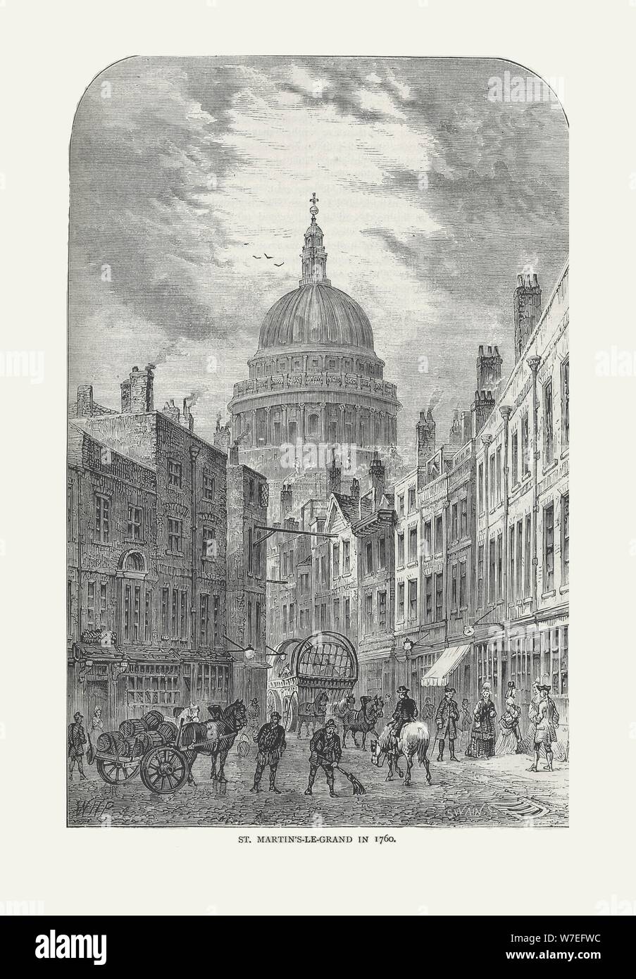 St Martin's-Le-Grand in 1760, 1878. Artist: Walter Thornbury Stock Photo
