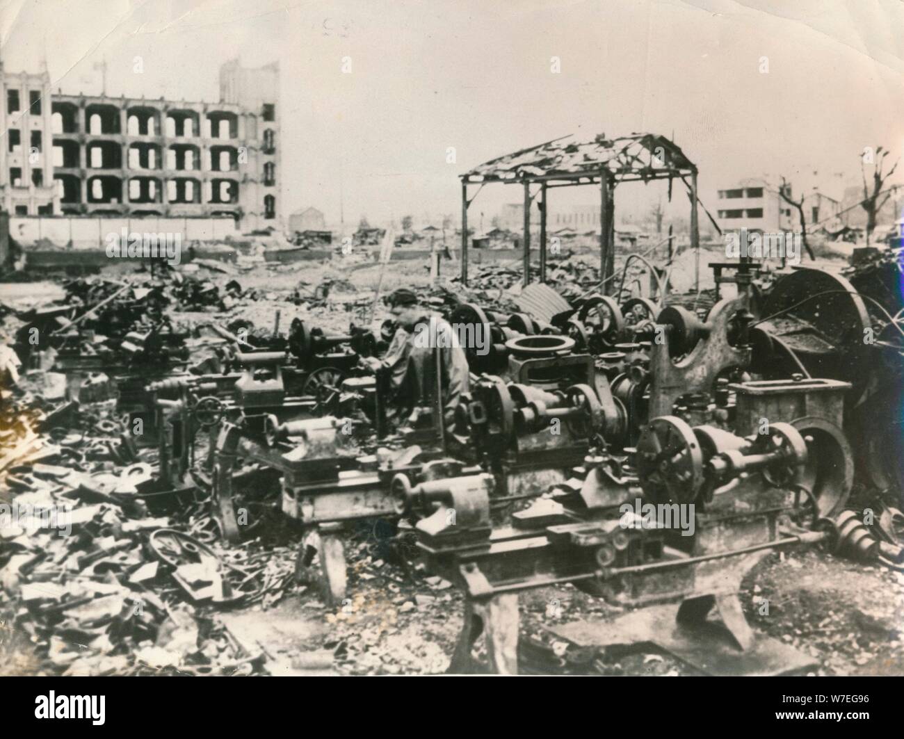 The ruins of Tokyo after American B-29 'firebombing', March 1945. Artist: Unknown Stock Photo